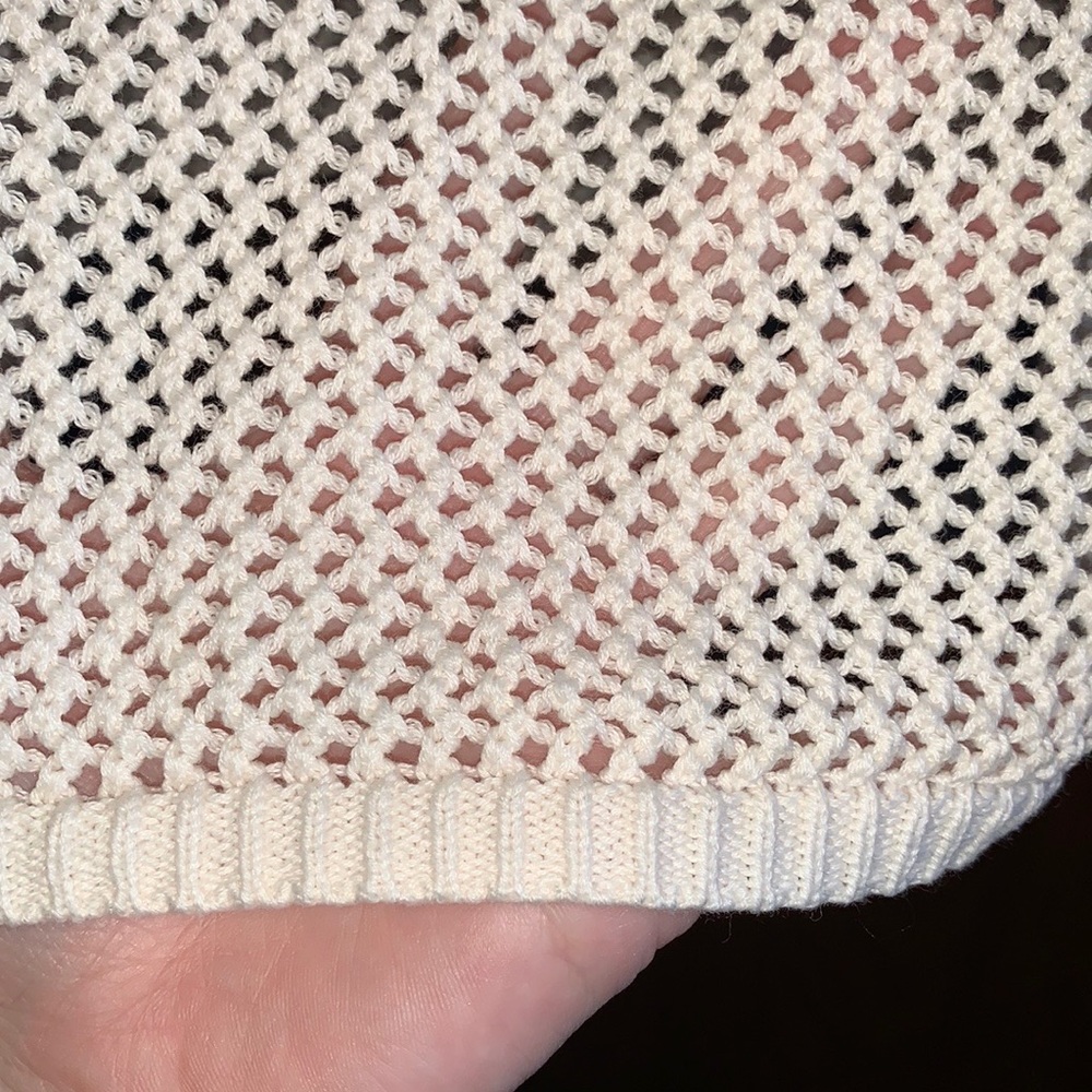 Lane Bryant Cotton Crochet Open Knit Boxy V-Neck Batwing Short Sleeve Poncho Top - Picture 10 of 16